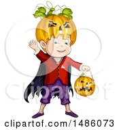 Poster, Art Print Of Boy In A Jackolantern Halloween Costume