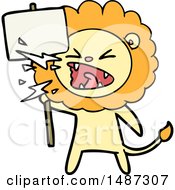 Cartoon Roaring Lion Protester