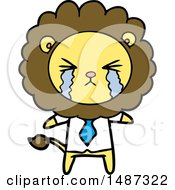 Poster, Art Print Of Cartoon Crying Lion Wearing Shirt And Tie