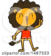 Laughing Lion Giving Peace Sign