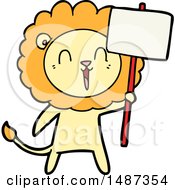 Laughing Lion Cartoon With Placard