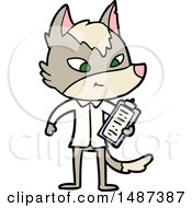 Poster, Art Print Of Friendly Cartoon Wolf Manager