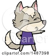 Poster, Art Print Of Cartoon Wolf Girl Whistling And Pointing