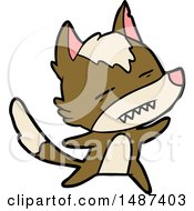 Cartoon Wolf Showing Teeth Whilst Dancing