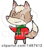 Friendly Cartoon Wolf In Winter Clothes