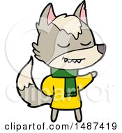 Friendly Cartoon Wolf Wearing Scarf