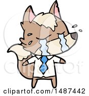 Poster, Art Print Of Cartoon Crying Wolf Wearing Work Clothes