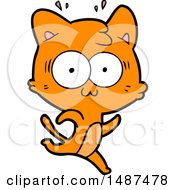Cartoon Surprised Cat Running
