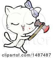 Poster, Art Print Of Cartoon Cat With Bow On Head