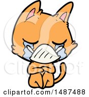 Poster, Art Print Of Crying Cartoon Cat Sitting