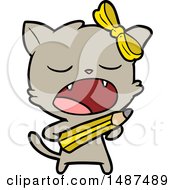 Poster, Art Print Of Cartoon Yawning Cat