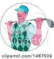 Poster, Art Print Of Sketched Grime Art Styled Golfer With A Club Over His Shoudler