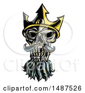 Clipart Of A Skull Of Neptune Poseidon Or Triton Wearing A Trident Crown On A White Background Royalty Free Illustration