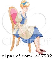 Clipart Of A Young Woman Cinderella Sitting In A Chair And Trying On A Shoe Royalty Free Vector Illustration by Pushkin