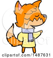 Friendly Cartoon Fox In Winter Clothes