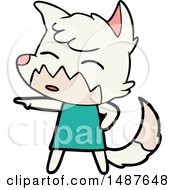 Cartoon Fox In Dress Pointing