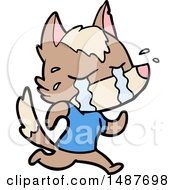 Cartoon Crying Wolf Running Away