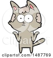 Happy Cartoon Cat ShruggingShoulders