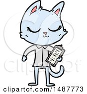 Poster, Art Print Of Calm Cartoon Cat With Clipboard