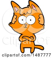 Happy Cartoon Cat With Crossed Arms