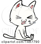 Poster, Art Print Of Cartoon Sitting Cat Hissing