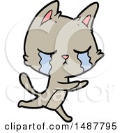 Poster, Art Print Of Crying Cartoon Cat Running