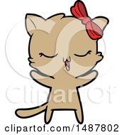 Poster, Art Print Of Cartoon Cat With Bow On Head