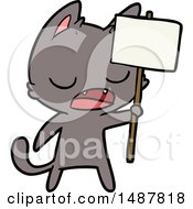 Poster, Art Print Of Talking Cat Cartoon With Placard