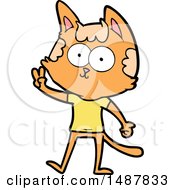 Poster, Art Print Of Happy Cartoon Cat Giving Peace Sign