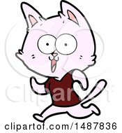 Poster, Art Print Of Funny Cartoon Cat Jogging