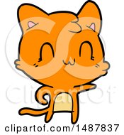 Cartoon Happy Cat Pointing