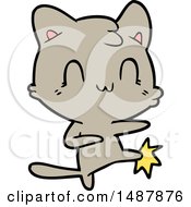 Cartoon Happy Cat Karate Kicking