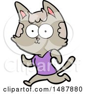 Poster, Art Print Of Happy Cartoon Cat Jogging