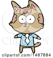 Happy Cartoon Cat Office Worker