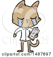 Poster, Art Print Of Crying Cartoon Business Cat