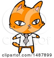 Cartoon Cat In Office Clothes