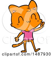 Cartoon Happy Cat Giving Peace Sign