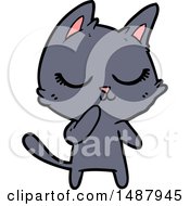 Poster, Art Print Of Calm Cartoon Cat Considering