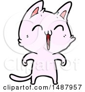 Poster, Art Print Of Happy Cartoon Cat Meowing