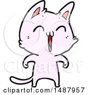 Happy Cartoon Cat Meowing