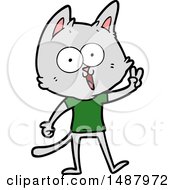 Funny Cartoon Cat Giving Peace Sign