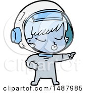 Poster, Art Print Of Cartoon Pretty Astronaut Girl Pointing