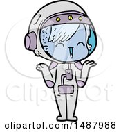 Poster, Art Print Of Happy Cartoon Space Girl Shrugging Shoulders