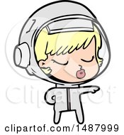Cartoon Pretty Astronaut Girl Pointing The Way by lineartestpilot