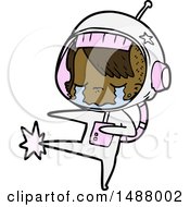 Poster, Art Print Of Cartoon Crying Astronaut Girl Kicking