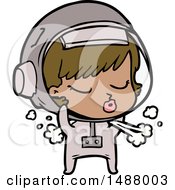 Cartoon Pretty Astronaut Girl Taking Off Space Helmet by lineartestpilot