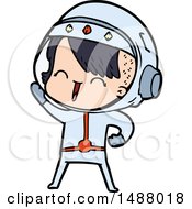 Happy Cartoon Space Girl by lineartestpilot
