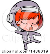 Poster, Art Print Of Cartoon Pretty Astronaut Girl Dancing