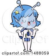 Poster, Art Print Of Happy Alien Girl Cartoon