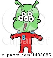 Poster, Art Print Of Happy Cartoon Alien